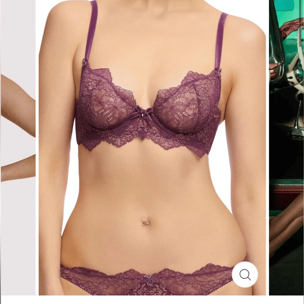 Dita Von Teese Lurex Lace Underwire Bra Amethyst 36D *new, in original packaging